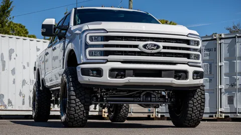 Ford F-250 lift kit shown in a real-world setting