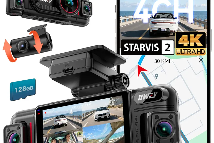 IIWEY N6 PRO 4K four-channel 360 dash cam covering front, rear, and dual inside views
