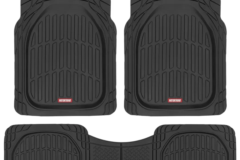 Motor Trend FlexTough deep dish all-weather rubber floor mats in black, four-piece universal set