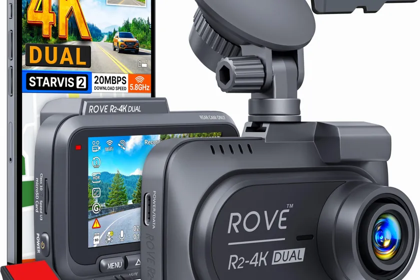 ROVE R2-4K DUAL front dash cam with rear camera, included 128GB card and accessories