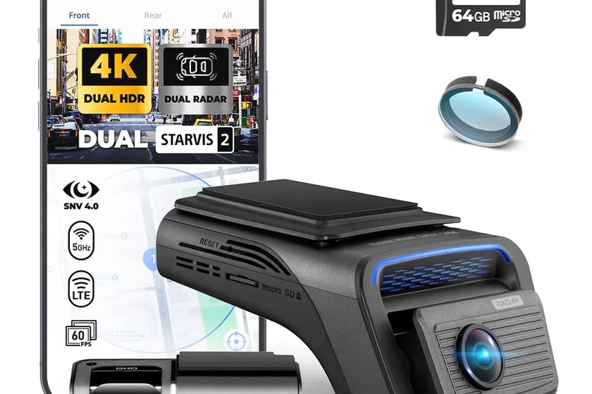 Thinkware U3000 Pro front and rear dash cam units with included accessories